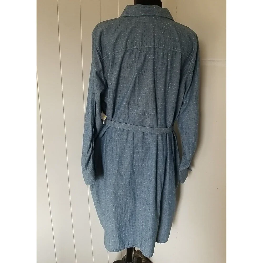 Basic Editions Shirt Dress Womens Size 2X Blue Chambray Button Up New - Picture 7 of 12